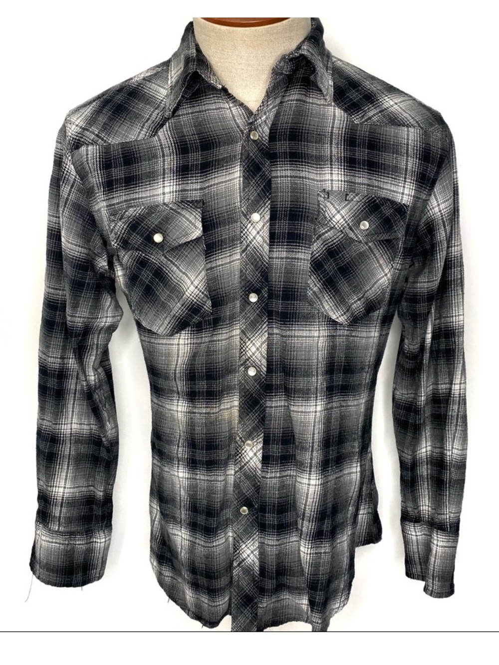 Wrangler Wrancher Pearl Snap Flannel Shirt Size L